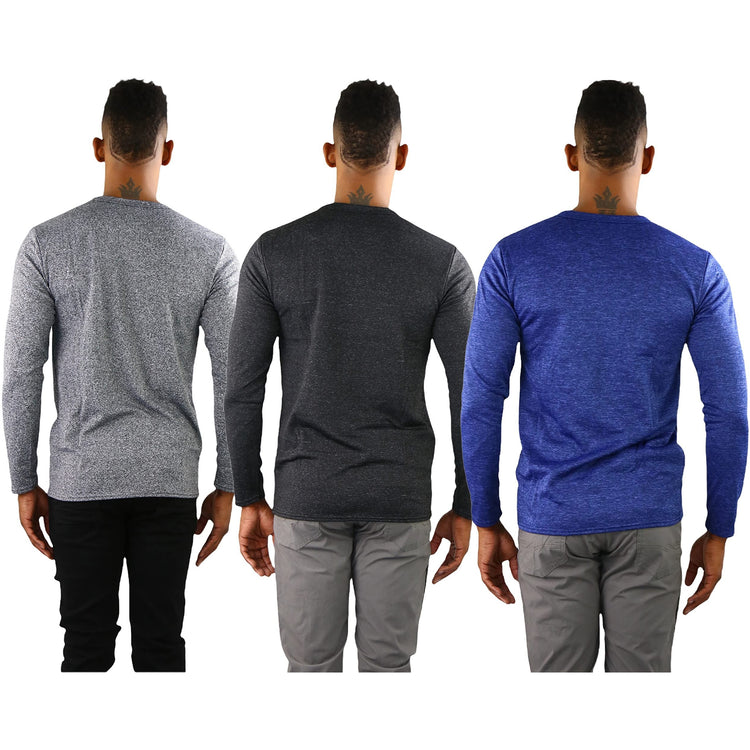 Men's Premium Fleece Lined Microfiber Thermal Long Sleeve Crewneck Shirt Top