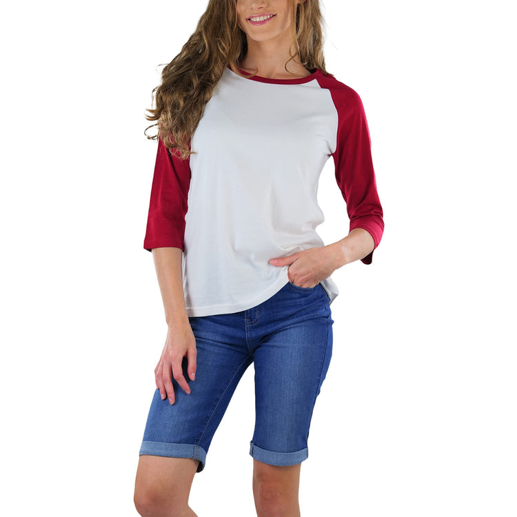 Women's Classic Two Color Cotton Baseball T-Shirts