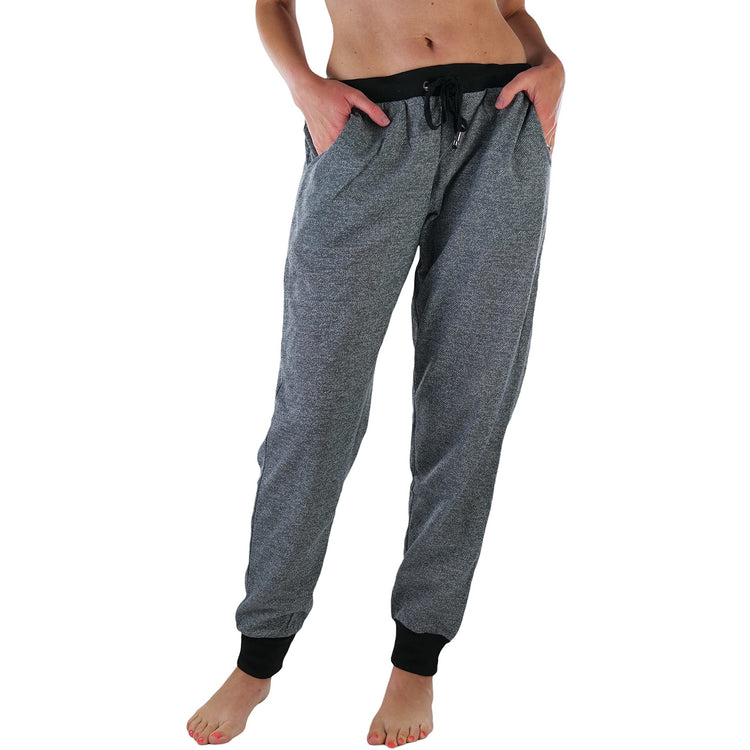 Women's Marled Print French Terry Jogger Pants with Cuff Ends