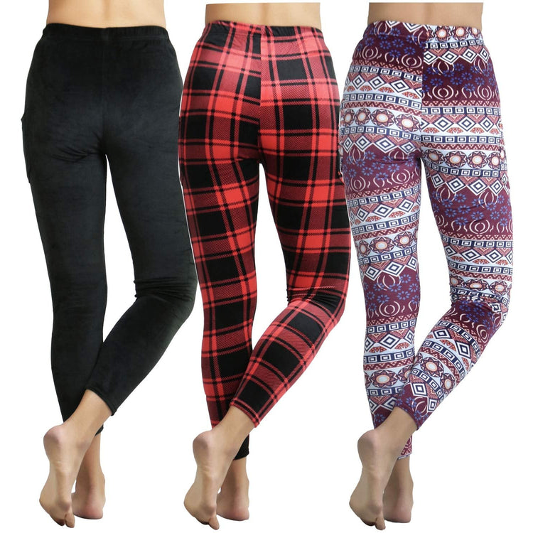 Women's Luxuriant Solid Velour Brushed Ankle Leggings