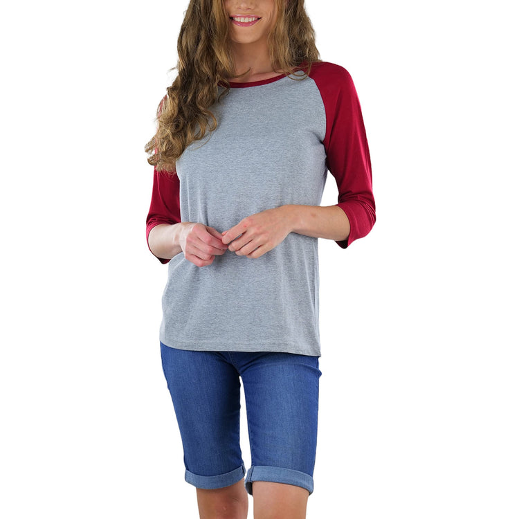 Women's Classic Two Color Cotton Baseball T-Shirts
