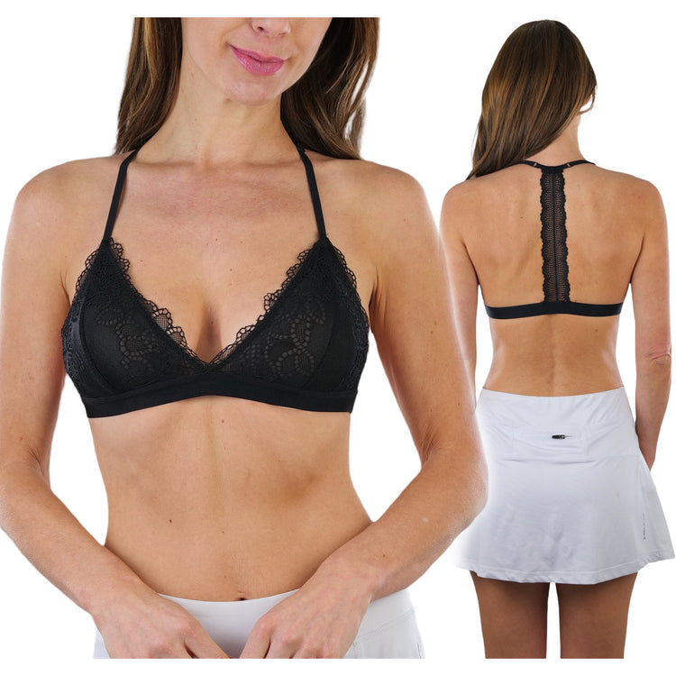 Women's Eyelet Lace T-Back Plunge Bralette