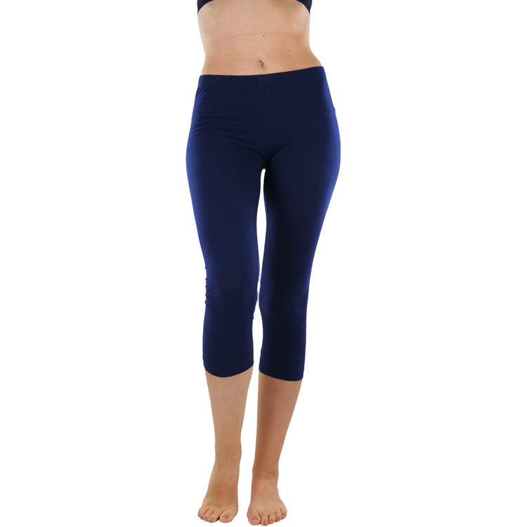 Women's Seamless Cotton Stretchy Band Yoga Activewear Capri Leggings