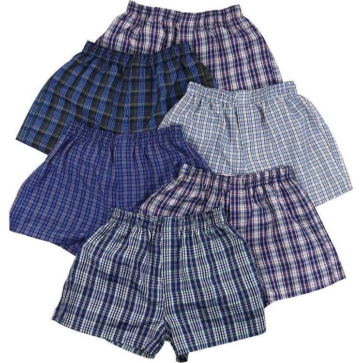 Boys' Pack of 6 Tartan Patterned Boxer Shorts