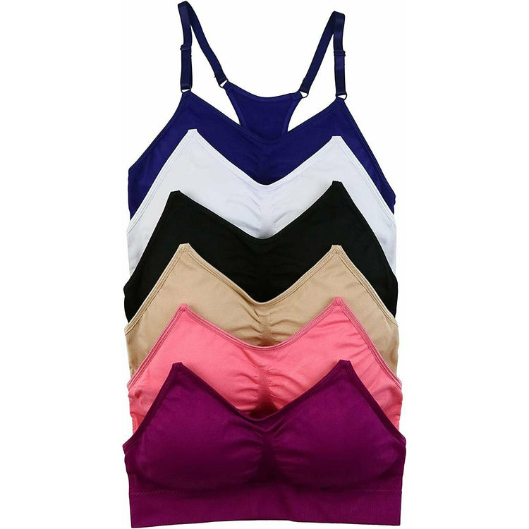 ToBeInStyle Women's Pack of 6 Vibrant Racerback Sports Bras