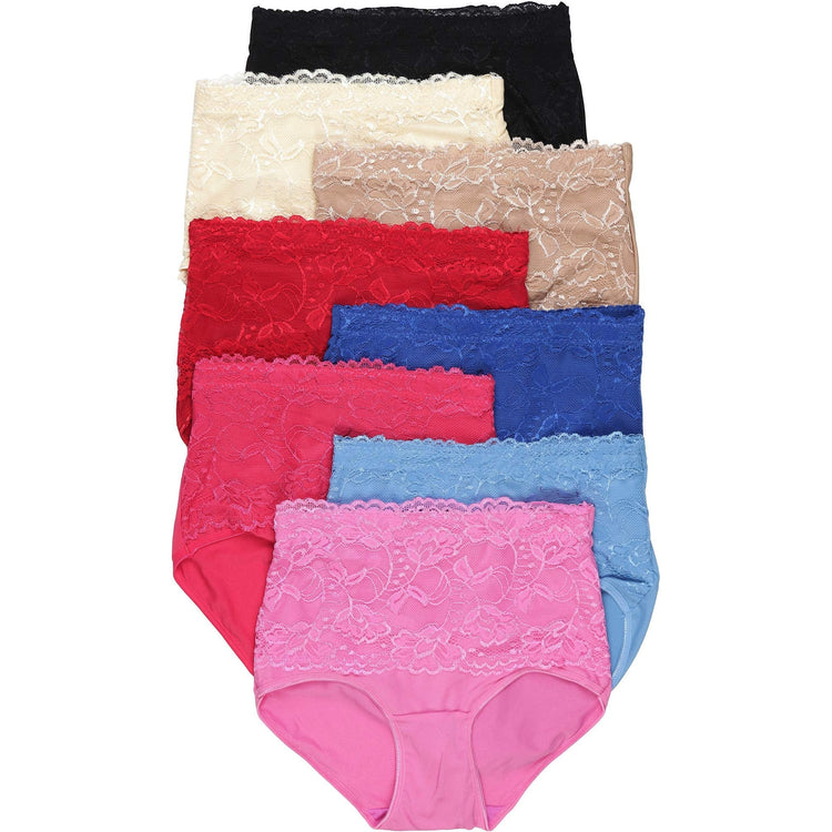 Women's Pack of 6 Dressed Elegant Lace High Brief Panties