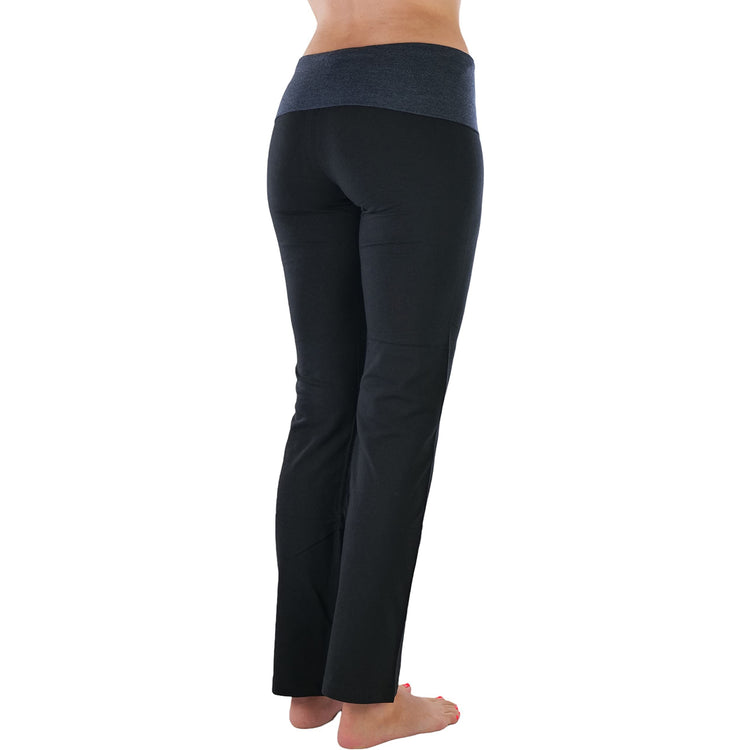Women's Elastic Exercise Sweatpants w/Fold-Over Waistband