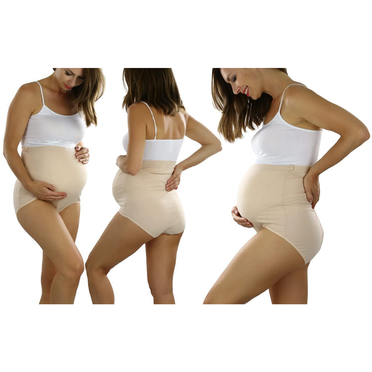 Women's Pack of 2 High Waisted Over The Bump Maternity Layering Long Shorts Underwear