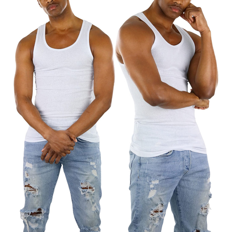 Men's Pack of 3 Slim Fit Generous Length A-Shirts