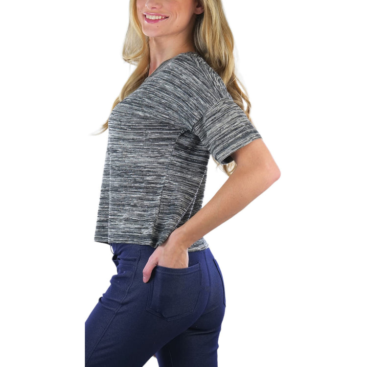 Women's Short Sleeve Hacci Sweater