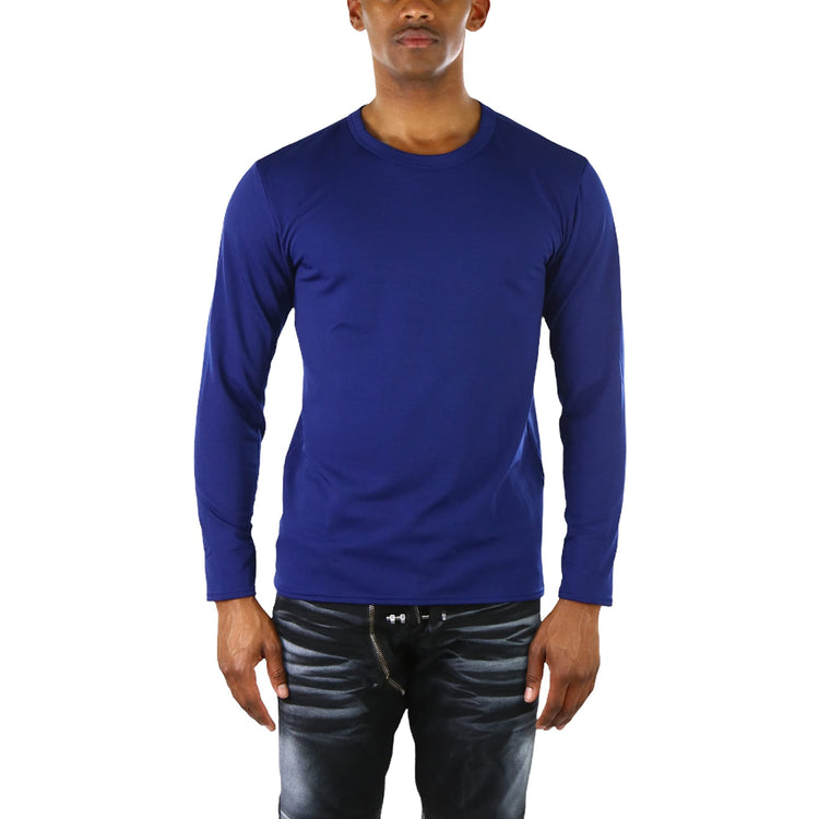 Men's Premium Fleece Lined Microfiber Thermal Long Sleeve Crewneck Shirt Top