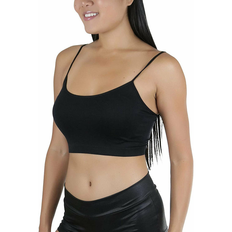 ToBeInStyle Women's Spaghetti Cami Top Basic Bralette w/o Padding or Underwire