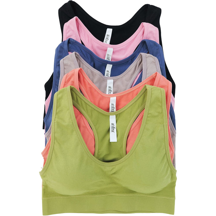 Women’s Pack of 6 Comfortable and Supportive Racerback Sports Bras