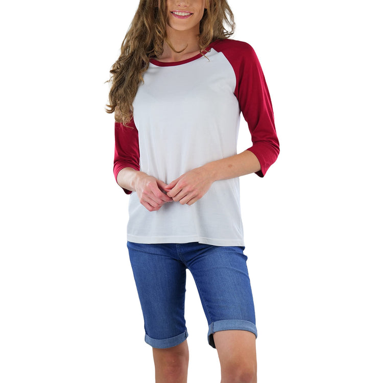 Women's Classic Two Color Cotton Baseball T-Shirts