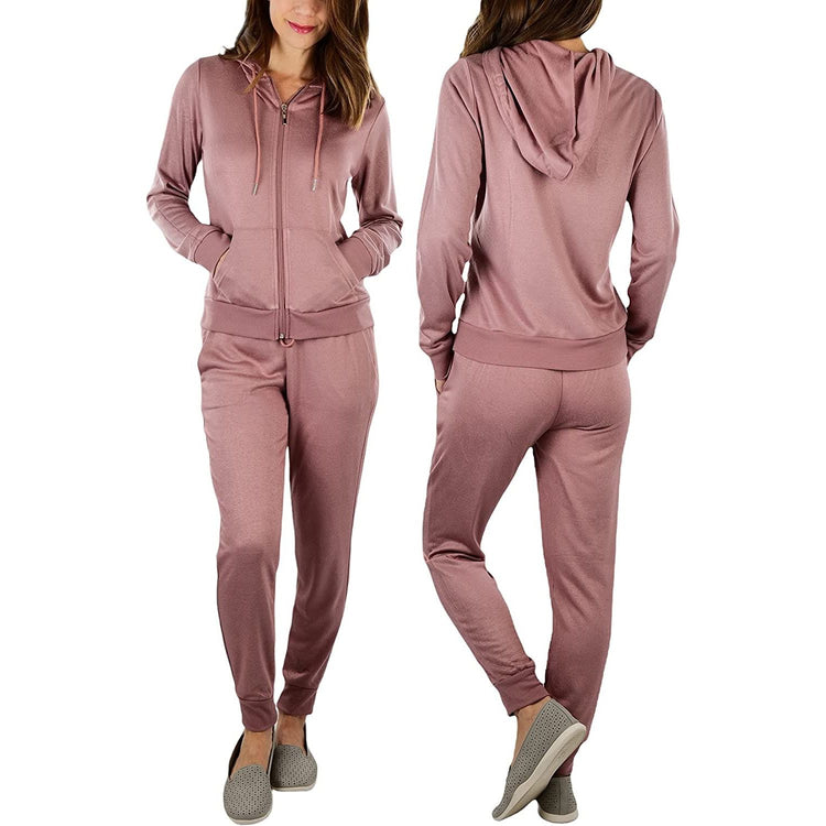 ToBeInStyle Women's French Terry Lightweight Hooded Jacket & Pants