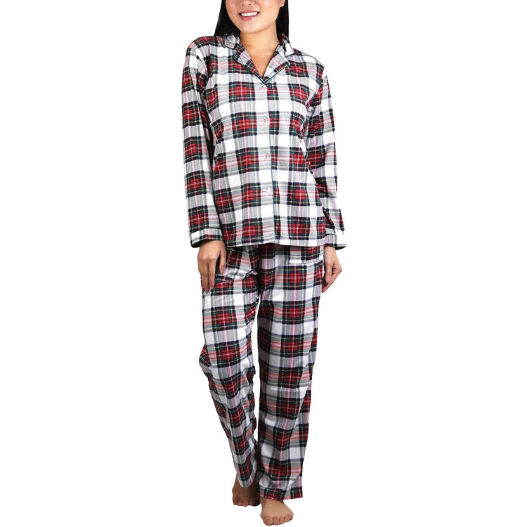 Women's Flannel Pajama Set with Matching Top and Bottom