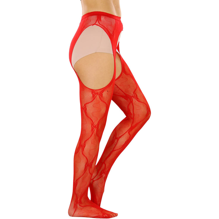 Women's Pantyhose With Lace Bow Suspenders