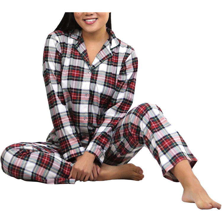 Women's Flannel Pajama Set with Matching Top and Bottom