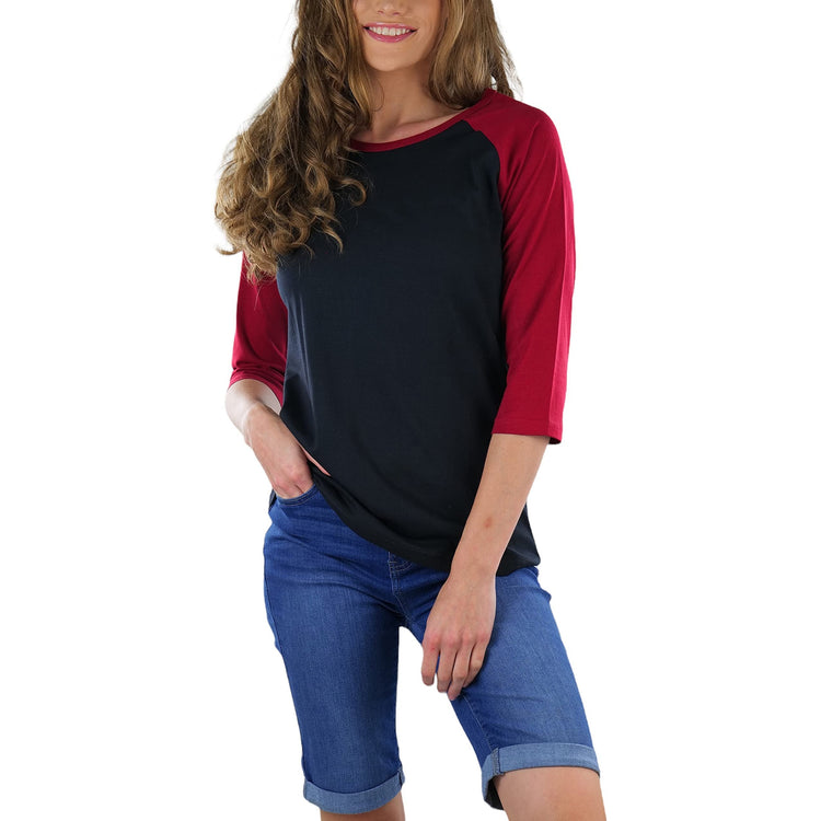 Women's Classic Two Color Cotton Baseball T-Shirts