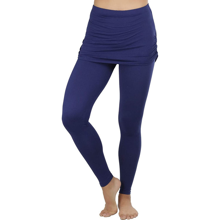 ToBeInStyle Women's High Waist Leggings with Attached Mini Skirt