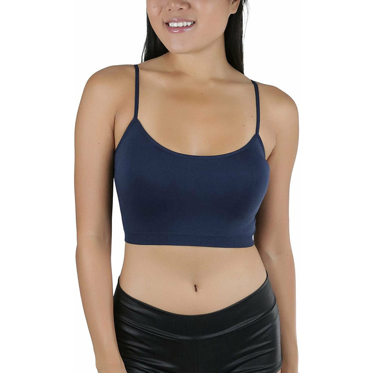 ToBeInStyle Women's Spaghetti Cami Top Basic Bralette w/o Padding or Underwire