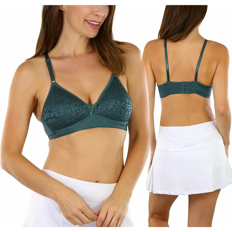 ToBeInStyle Women's Pack of 6 Slightly Padded Underwire Bras w/ Lace Flower Cups