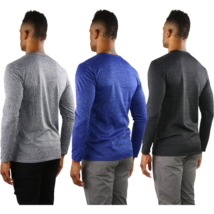 Men's Premium Fleece Lined Microfiber Thermal Long Sleeve Crewneck Shirt Top
