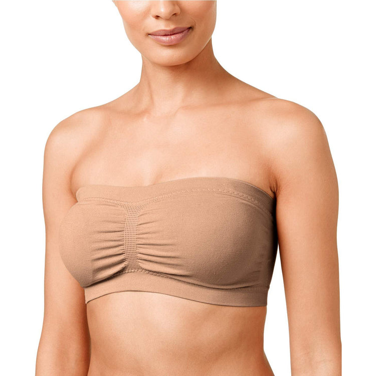 Women's Plus Size Removable Pads Ruched Bandeau Tube Bras