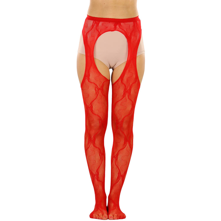 Women's Pantyhose With Lace Bow Suspenders
