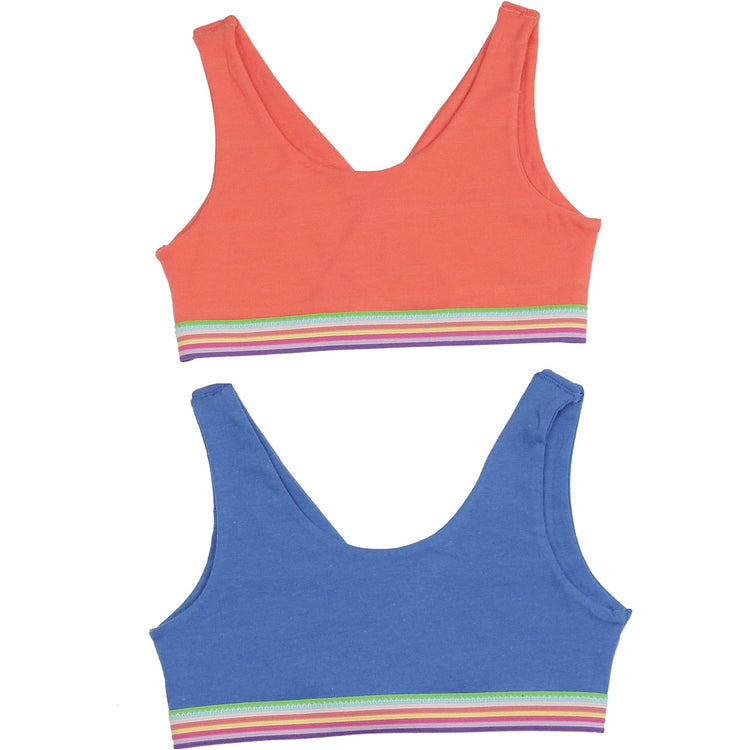 Girls' Pack of 6 Wrap Style Back Cotton Training Bra with Rainbow Elastic