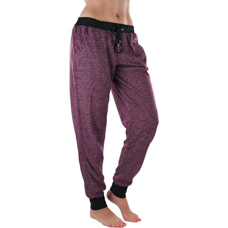 Women's Marled Print French Terry Jogger Pants with Cuff Ends