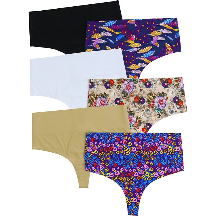 ToBeInStyle Womenโs Pack of 6 Comfortable No Panty Line Laser Cut Boyshorts
