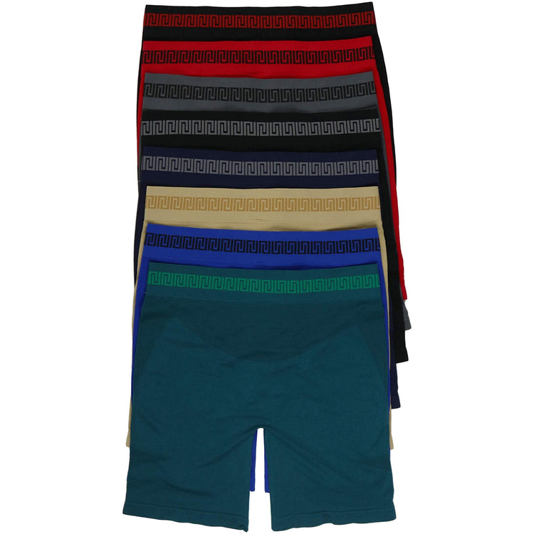 ToBeInStyle Men's Pack of 6 Waistband Design Long Leg Boxers