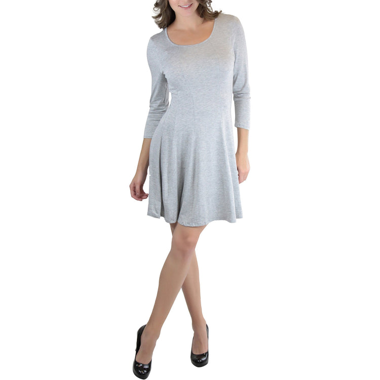 Women's Classic Fit Skater Dress With 3/4 Sleeves