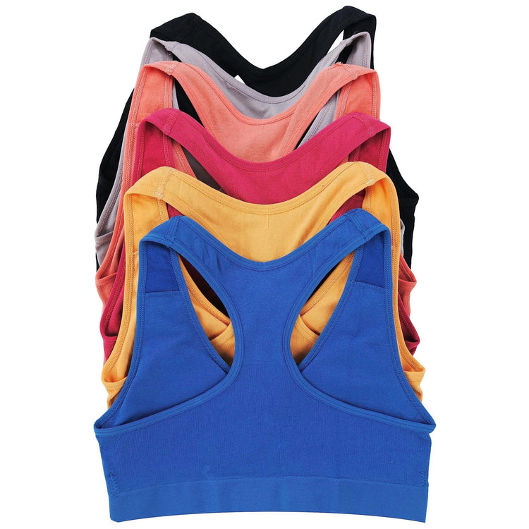 Women’s Pack of 6 Comfortable and Supportive Racerback Sports Bras