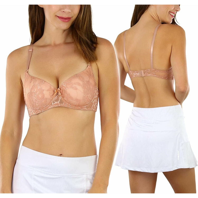 ToBeInStyle Women's Pack of 6 Padded Underwire Bras w/ Lace Mesh Band & Lace Overlay Cup