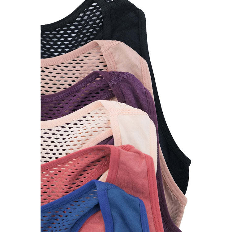Women’s Pack of 6 Comfortable and Supportive Racerback Sports Bras