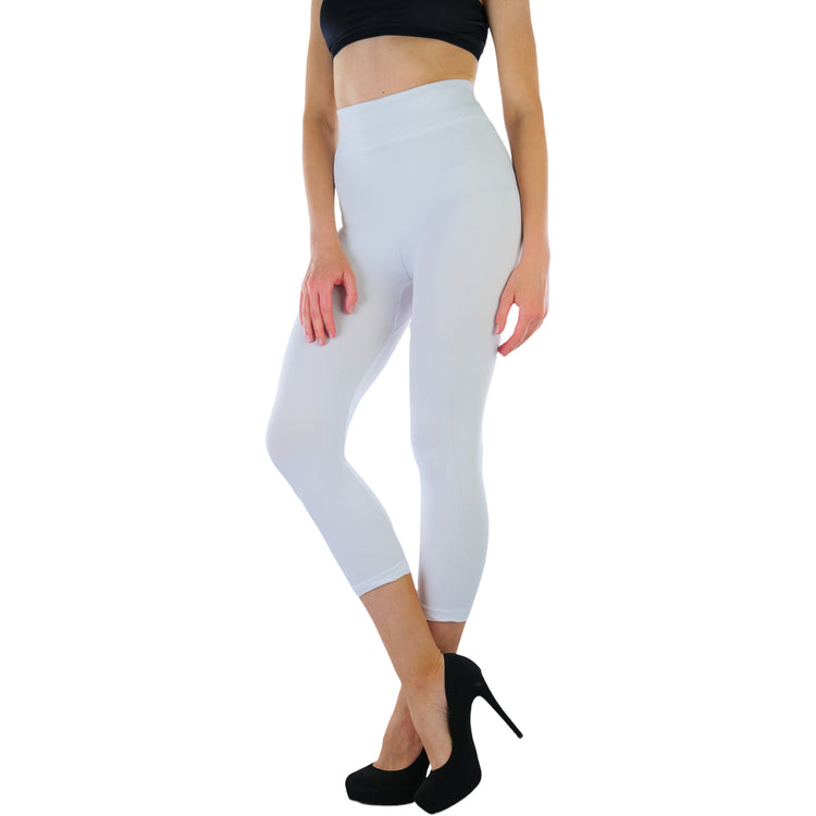 Women’s Capri Length Wide Waistband Seamless Lightweight Stretch Leggings