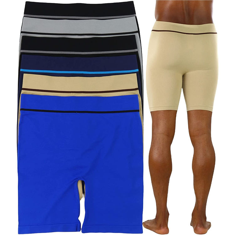 ToBeInStyle Men's Pack of 6 Waistband Design Long Leg Boxers