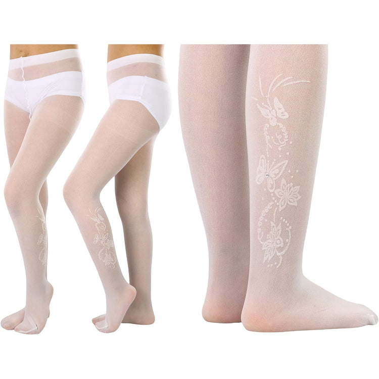 Girls to Junior Pack of 6 Opaque Nylon Tights Pantyhose Age: 1-12 Years Old
