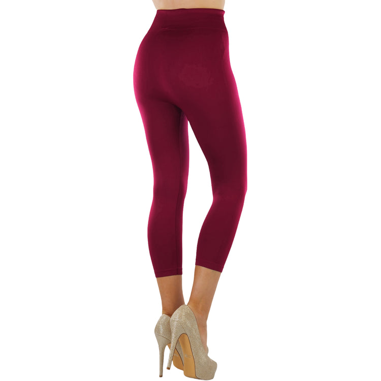 Women’s Capri Length Wide Waistband Seamless Lightweight Stretch Leggings
