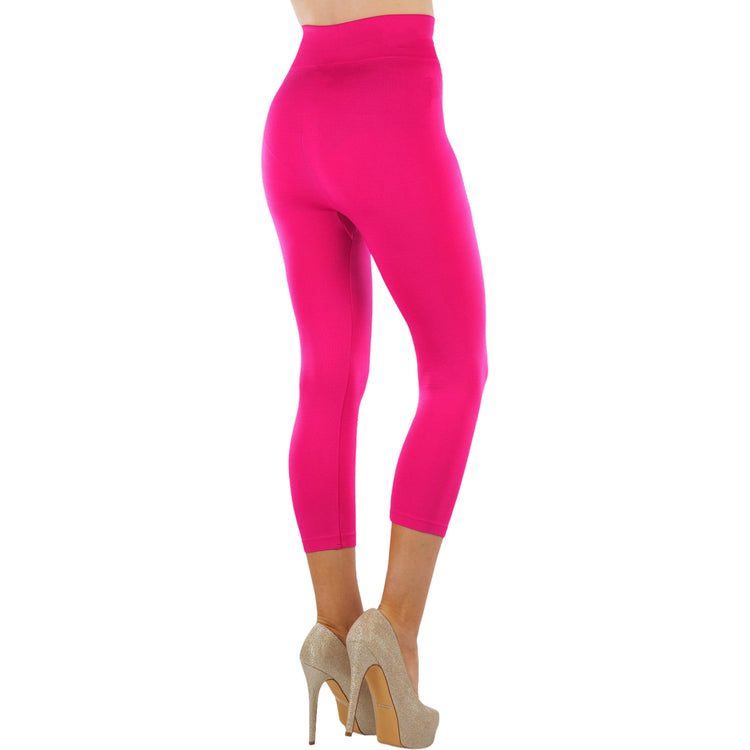 Women’s Capri Length Wide Waistband Seamless Lightweight Stretch Leggings