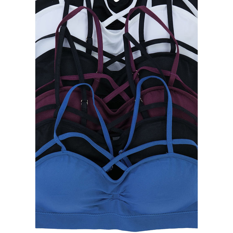 Women's Pack of 6 Strappy Cross Back Bras
