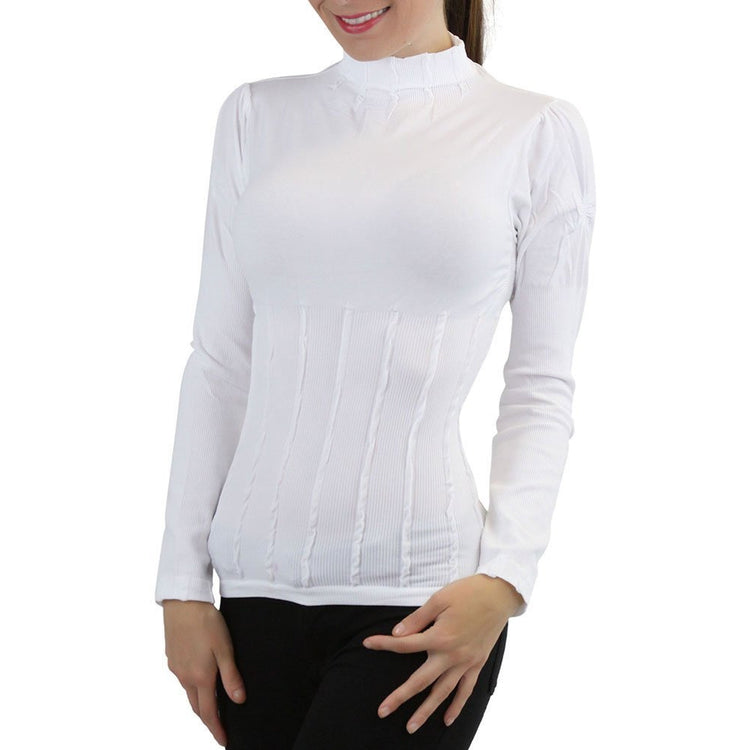Women’s Seamless Textured Long Sleeve Turtleneck Blouse