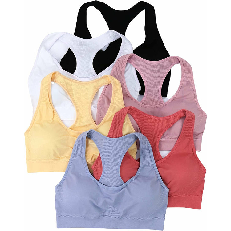 ToBeInStyle Women’s Pack of 6 Comfortable and Supportive Racerback Sports Bras