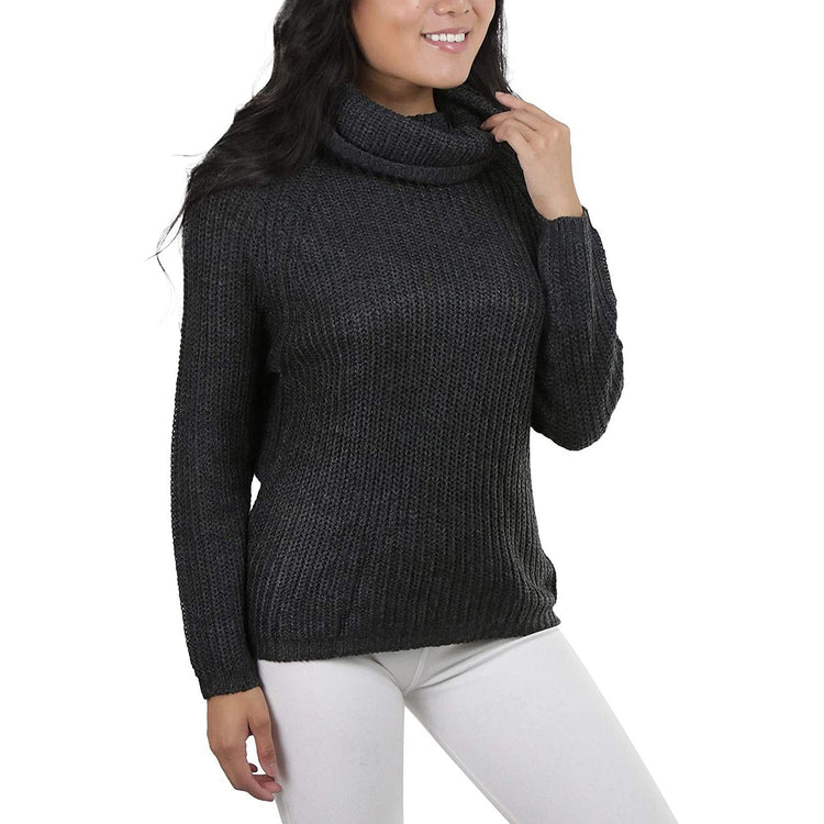 ToBeInStyle Women's Classic Knit Fold Over Turtleneck Pullover