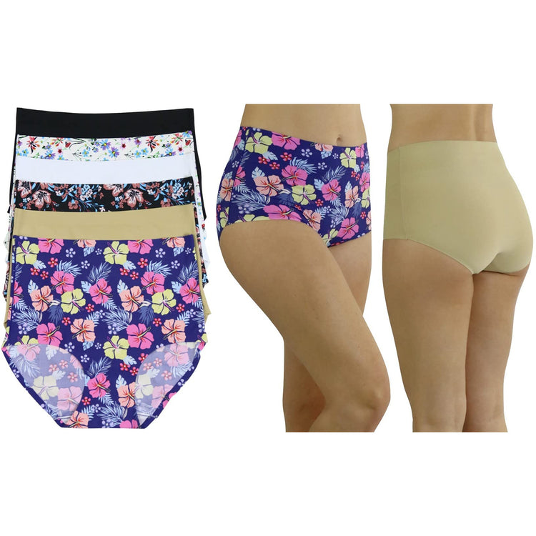 Women's Pack of 6 High Waisted Seamless Laser Cut Panty Briefs