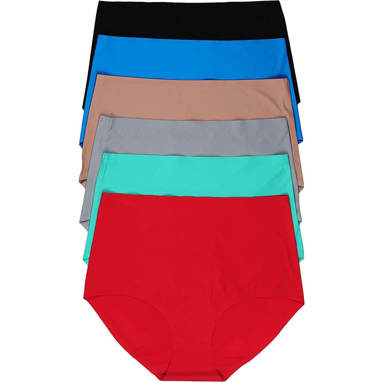 ToBeInStyle Women's 6 Pack High Waisted Seamless Tropical Assortment Laser Cut Panties