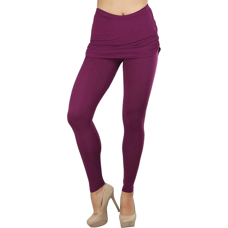 ToBeInStyle Women's High Waist Leggings with Attached Mini Skirt