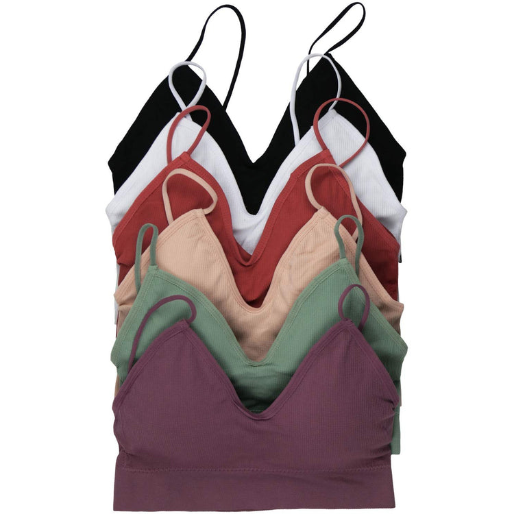 Women's Pack of 6 Ribbed Knit Bralettes